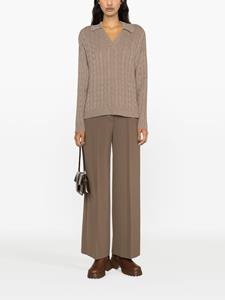Peserico cable-knit wool-blend polo jumper - Bruin