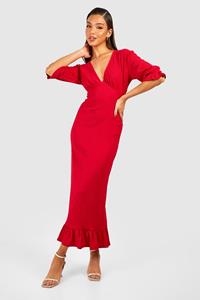 Boohoo Midaxi Jurk Met Textuur En Franjes, Red