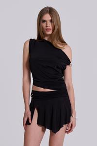 Jaded London Dare Top Drape Top in Black