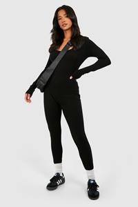 Boohoo Petite Knit Scoop Neck Jumpsuit, Black