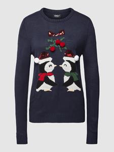 Only Gebreide pullover met motiefprint, model 'XMAS KISS'