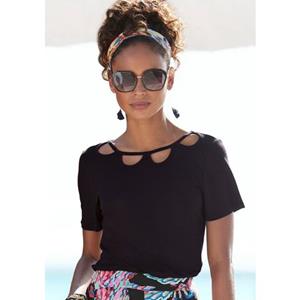 Buffalo Shirt met korte mouwen met cut-outs aan de voorkant, t-shirt, losse pasvorm