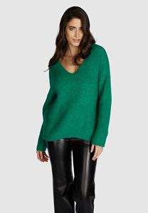 MARC AUREL Kapuzenpullover V-Ausschnitt-Pullover mit Rippenstruktur