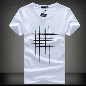Office Eenvoudig creatief ontwerp lijn kruisprint katoenen T-shirts zomerstijl heren T-shirt met korte mouwen