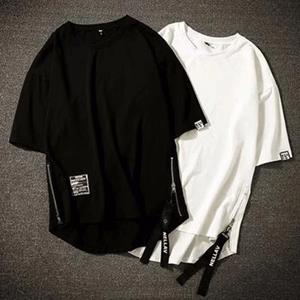 CoolJacket O Hals Top Tees met korte mouwen Vintage Loose Fit T-shirt Heren Hip Hop Street Wear XXXXXL zwart