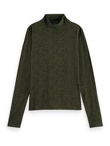 Scotch & Soda 174831 6670 all over printed mockneck long sleeved shirt leopard spot green