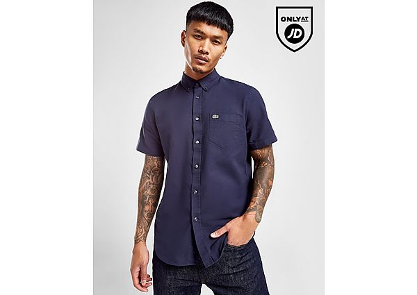 Lacoste Short Sleeve Woven Shirt - Navy- Heren