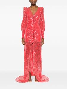 ROTATE ruched sequinned maxi dress - Rood