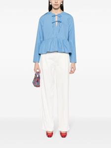 GANNI ruffle-detailing organic cotton blouse - Blauw