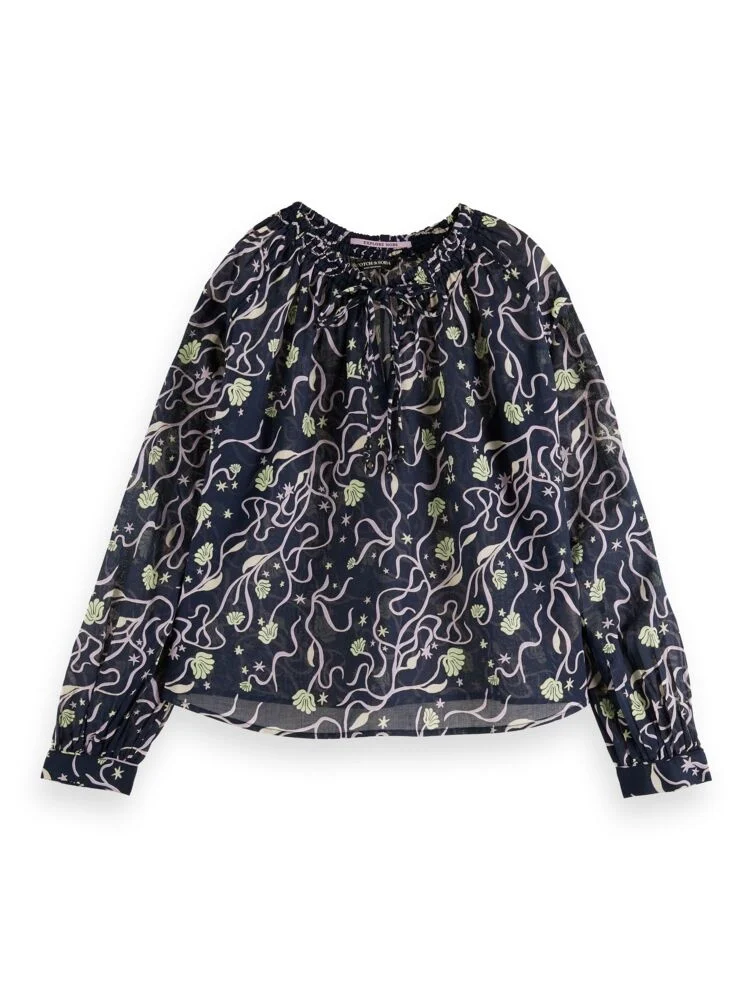 Scotch & Soda 168640 0594 scotch and soda gathered top with tunnel details in organic cotton combo o