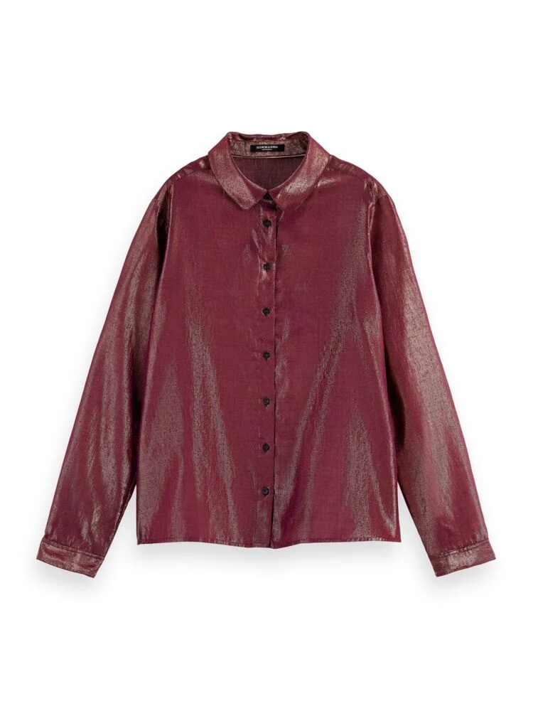 Scotch & Soda 168822 5115 scotch and soda cotton lurex regular fit shirt aubergine sunset