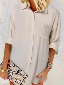 ZANZEA Women Solid Chest Pocket Irregular Hem Long Sleeve Shirt