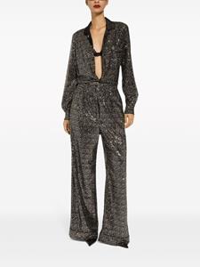 Dolce & Gabbana satin-collar sequin-embellished shirt - Zwart