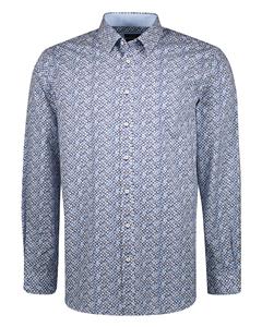 Adam est 1916  Casual Overhemd met Print Blauw - XXL - Heren