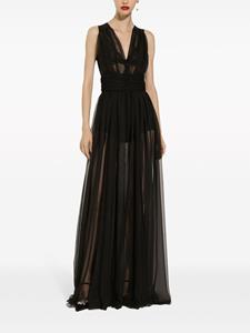 Dolce & Gabbana pleated semi-sheer gown - Zwart