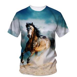 Xin nan zhuang Summer Fashion Animal Horse graphic t shirts Trend Fun Men Casual Hip Hop Personality Printed Round Neck Streetwear Tees Tops