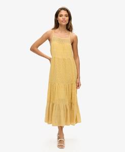 Superdry Female Vintage Cami Maxi-jurk met Kant Geel