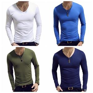 IEFiEL Men's Long Sleeve Shirts Classic Shirt Slim Tee Tops Solid Undershirt  for Casual Fitness Gym