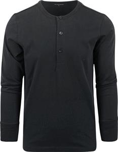 KnowledgeCotton Apparel Longsleeve T-shirt Henley Zwart