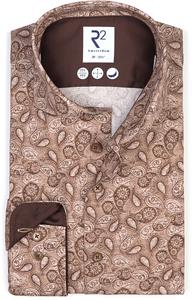 R2 Amsterdam R2 Overhemd Stretch Paisley Beige