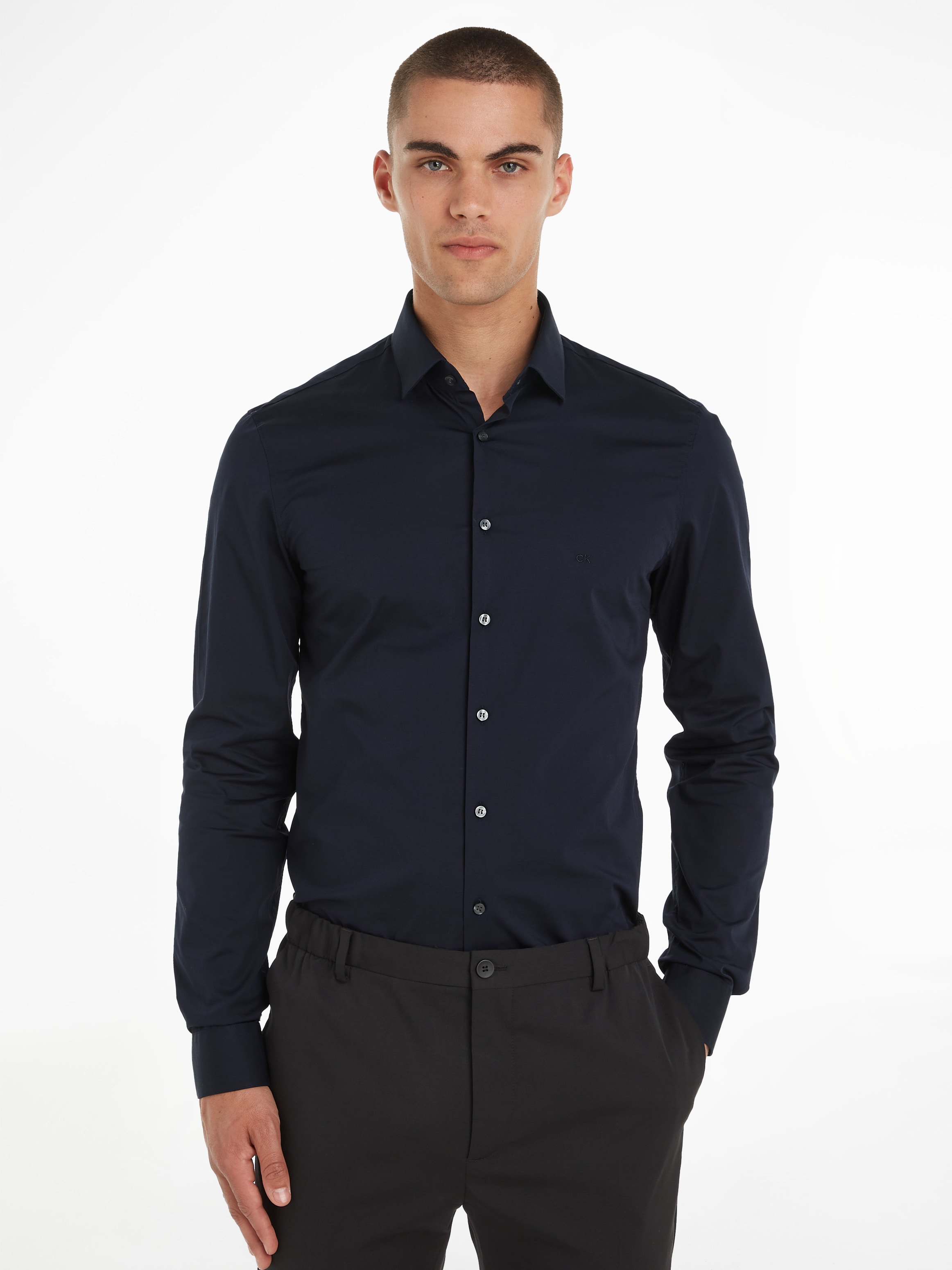 Calvin Klein Businessoverhemd POPLIN STRETCH SLIM SHIRT met kentkraag