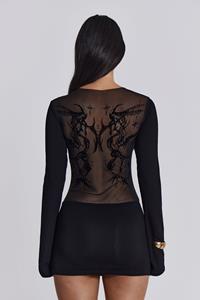Jaded London Black Wings Mesh Dress