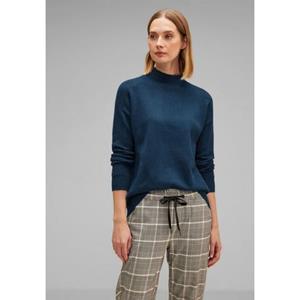 STREET ONE Strickpullover "Damenpullover", Rippstrick-Muster, Melange-Optik