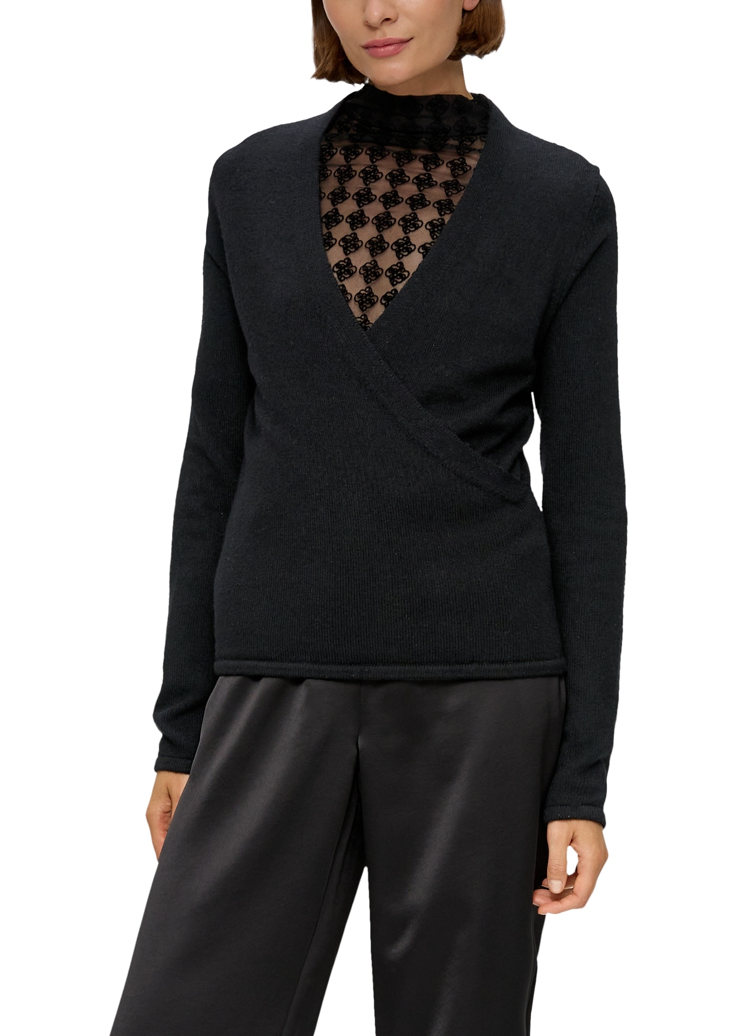 s.Oliver BLACK LABEL Strickpullover, in Wickel-Optik