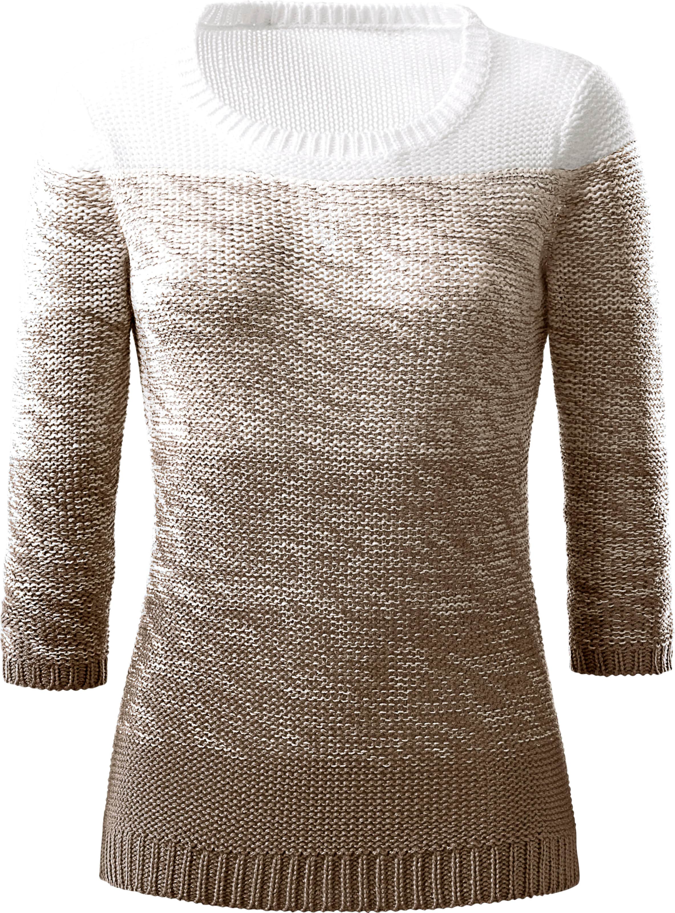 Your Look... for less! Dames Pullover met ronde hals taupe/wit Maat