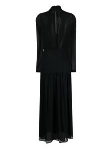 Semicouture semi-sheer long-sleeved maxi dress - Zwart