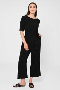 Damen vegan Jumpsuit Staine Halbarm Schwarz