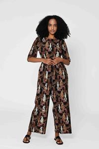 Lovjoi Damen vegan Jumpsuit Diplora Wild Cats Braun