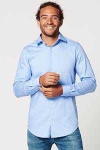 SKOT Herren vegan Hemd Slim Fit Ärmel Länge 7 Kreisförmig Blau