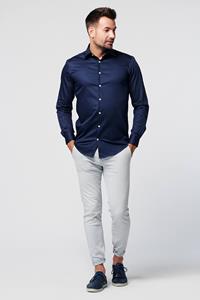 SKOT Herren vegan Hemd - Slim Fit - Navy Satin