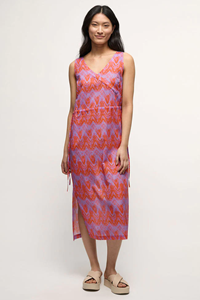 LANIUS Damen vegan Maxikleid Wild Waves Leicht Lila & Rot
