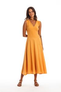 RAVENS VIEW IBIZA Damen vegan Ärmelloses Kleid Veronika Gold Sandgelb