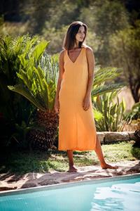 RAVENS VIEW IBIZA Damen vegan Kleid Winona Gold Sand Gelb