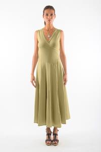 RAVENS VIEW IBIZA Damen vegan Kleid Ärmellos Veronika Dunkel Aloe Grün