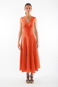 RAVENS VIEW IBIZA Damen vegan Ärmelloses Kleid Veronika Terracotta Orange