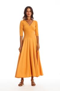 RAVENS VIEW IBIZA Damen vegan Kleid Veronika Gold Sand Gelb