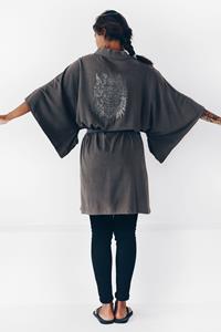 The Driftwood Tales Damen vegan Morgenmantel Barong Grau