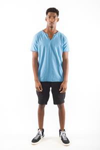 RAVENS VIEW IBIZA Herren vegan T-Shirt Eros Faded Denim Blau