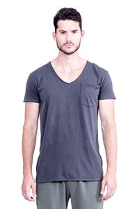 RAVENS VIEW IBIZA Herren vegan T-Shirt V-Ausschnitt Wild Pocket Anthrazit