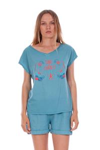 RAVENS VIEW IBIZA Damen vegan T-Shirt Save The Corals Cameo Blau