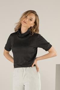 TAWAST Damen vegan Top Rainfall Thoughts Jetstone Schwarz