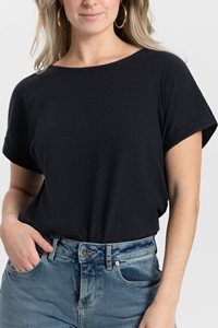 Kuyichi Damen vegan T-Shirt Bella Schwarz