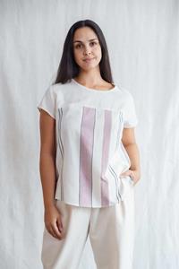 Jyoti Fair Works Damen vegan T-Shirt Shalin Gemustert Gewebt