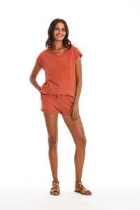 RAVENS VIEW IBIZA Damen vegan T-Shirt Ivy Erde Rot