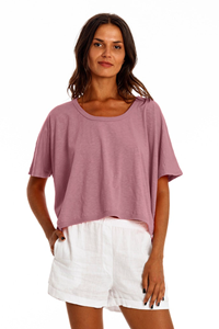 RAVENS VIEW IBIZA Damen vegan T-Shirt Square Malva Violett