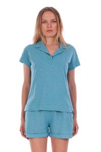 RAVENS VIEW IBIZA Damen vegan Polo T-Shirt Alexa Cameo Blau